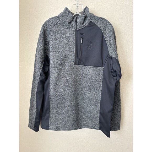 Spyder Men's Size Large Gray Black Bandit Half Zip Pullover Jacket Sweater - Picture 1 of 7